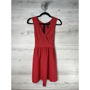 Petticoat Alley‎ Dress Womens XS Red Black Polka Dot Sleeveless V Neck Belted